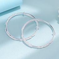 9999 Sterling Silver Flowers Solid Push-Pull Bracelet