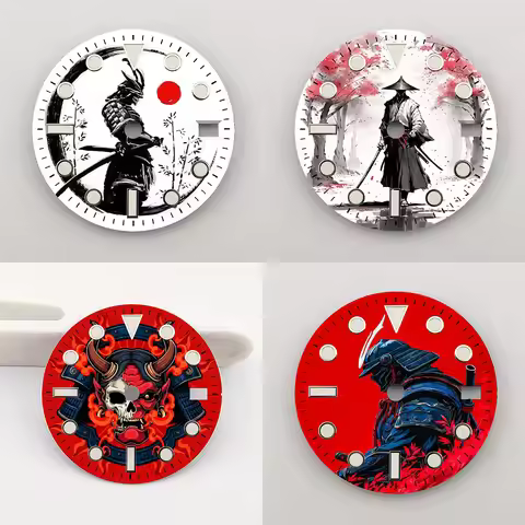 The 28.5mm dial samurai element NH35 dial creative color-printed series dial is suitable for NH35/36