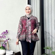 Kebaya Batik Wanita Atasan Cewek Blus Lengan Panjang Kutubaru Kartini Modern Kantor Muslimah