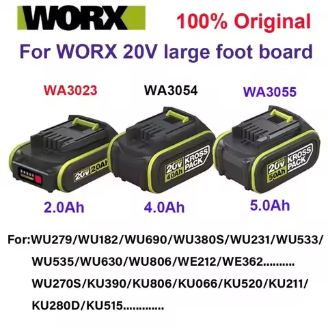 Original 20V 2.0Ah/4.0Ah/5.0Ah Battery for WORX Series Power ,Toolswith LED Indicator,for WU279.WU18