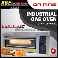 [ ORIMAS ] GR-2M Industrial S/Steel Gas Oven 1 Layer 2 Tray Heavy Duty Business Commercial Use
