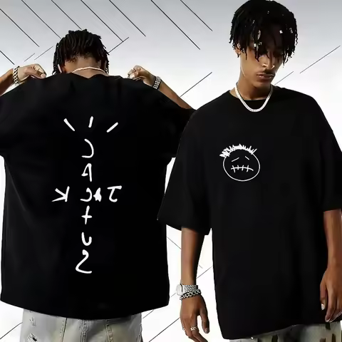 Fashion Hip Hop T Shirt Casual Short Sleeve T-shirt Rapper Cactus Jack Music Album T Shirts Men Casu