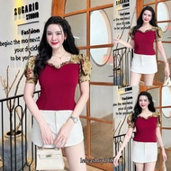 Doll Sleeve Shirt Decorated With Good Quality Woven Fabric K6994