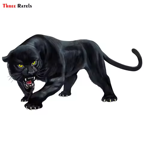 Three Ratels TRL570# 15X8cm Animal Sticker Black Panther Roaring Colorful Funny Car Stickers And Dec