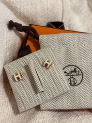 Hermes mini pop H 白金耳環