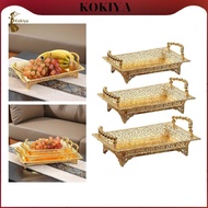 [kokiya] Golden Fruit Tray Retro Storage Metal Tray Desert Tray Counter Tray Storage Decoration Plat