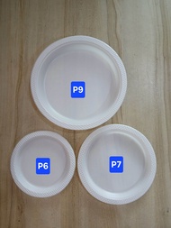 50pcs Piring Plastik Putih P6 P7 P9 / Piring food Grade ,Piring Sekali Pakai , Piring Makan