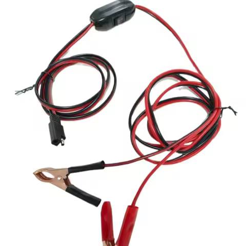 12AWG SAE Battery Alligator Clip Wiring Harness (8FT/2.5M) - 12V 2-Pin Quick Disconnect & on/Off Swi