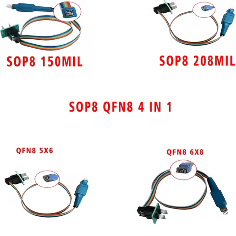 DFN8 QFN8 WSON8 to dip8 Chip Probe Line Read Write Burning Needle 1.27 6x8 6X5 SOP8 150/200-208 MIL 