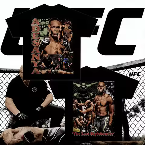UFC Israel Adesanya Theme T-shirt 2026 Summer Pure Loose T-shirt Suitable for Both Men and Women