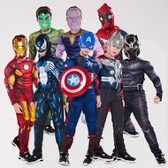 Halloween Thanos Hulk Costumes Jumpsuit Child Avenger Cosplay American Captain Superman Spiderman Iron Man Boy Muscle Costume