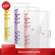 JM1M-1pc A6  Soft PVC 6-Hole Binder Notebook Covers With Snap Button Closure - Refillable, Round Rin