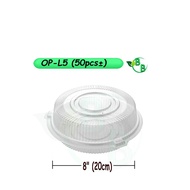 OPS L5 (8") Round Cake Box with Lock/ Bakery Round Disposable Chiffon Cake Plastic Box/ Bekas Kek Pl