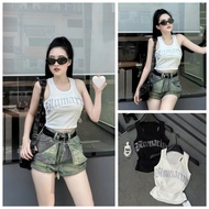 BORY STORE AP1032 3-hole rhinestone t-shirt with foam padding