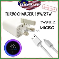 Flash Turbo Charger 18W/27W Xiaomi Redmi Type C/Micro USB