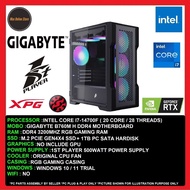 Gaming PC Desktop Intel Core i7-14700F/ 32GB/16GB /1TB SSD/ 512GB SSD / NO GPU / 500W PSU