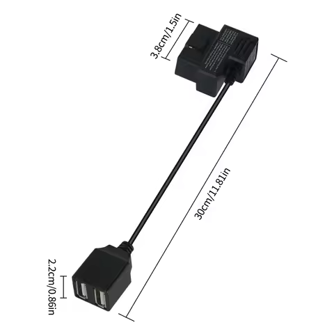 OBD 16 Pin Female to Double USB Cable OBD2 Converter OBDII Connector Power Supply Charging Cable for