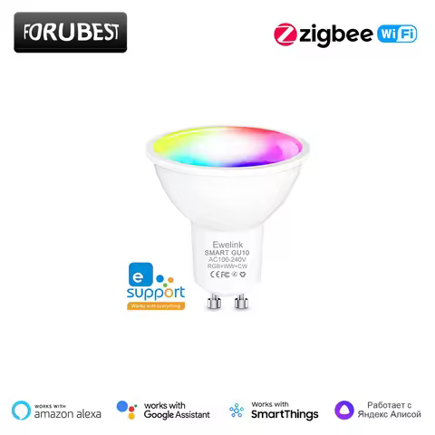GU10 LED Lamp Zigbee Wifi Smart Spotlight Lampara 5W 110V 220V RGB+C+W Dimmable Light Bulb Works Wit