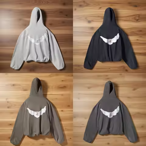 Realistic Photo Kanye West Hoodie and Dove Logo Autumn Casual Pocket Kanye West Men's and Women's Sp