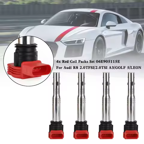 Areyourshop 4x Red Coil Packs Set 06E905115E for Audi R8 2.0TFSI/2.0TSI A3/GOLF 5/LEON Car Accessori