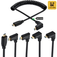 Spring Coiled Mini HDMI Male to Mini HDMI 2.1 Male Cable, 1.2 meters, 8K@60Hz/4K@120Hz, 90 Degree Mi