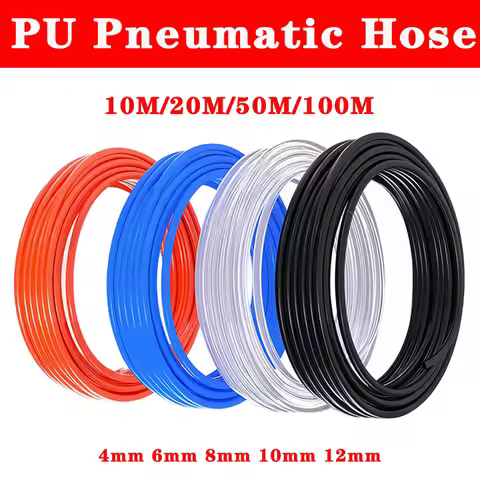 10M Pneumatic Tube 4mm 6mm 8mm 10mm 12mm Hose Pipe Air Tube PU Plastic Tubing for Compressor OD 8x5m