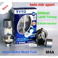1pcs H4 ayoto M4A 30watt LED headlight bulb white light 2 sides active fan
