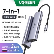【HUB】UGREEN 7-in-1 USB C Hub 4K 60Hz HDMI RJ45 SD TF with PD Model:60515