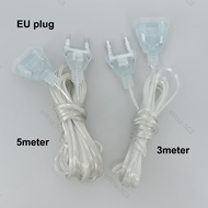 Transparent AC Power supply Extension Cord EU plug LED Holiday String night Light extend Cable Chris