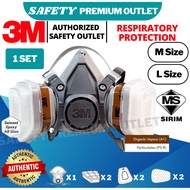 3M 6200 Reusable Respirator + 3M 6051 A1 + 3M 5935 P3 R + 3M 501 (7 Pieces Set) Gas Mask Paint Mask