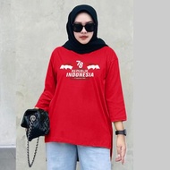 Kaos Oversize 17 Agustusan Lengan 78 Atasan Kemerdekaan NKRI murah