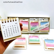 colorfulswallowfree 2023.11 - 2024.12 Gradient Color Mini Coil Desk Calendar Daily Planner Work Schedule Creative Supplies CCD