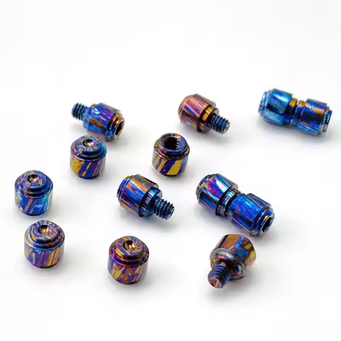 1/2/5Set Titanium Damascus Material Roasted Blue Fold Knife Thumb Stud Push Screws Button for Benchm
