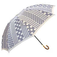 [Direct from Japan] Makita Shoten kirie Folding Umbrella Dots and Stripes (Navy / Ash Blue) 55cm 8 R
