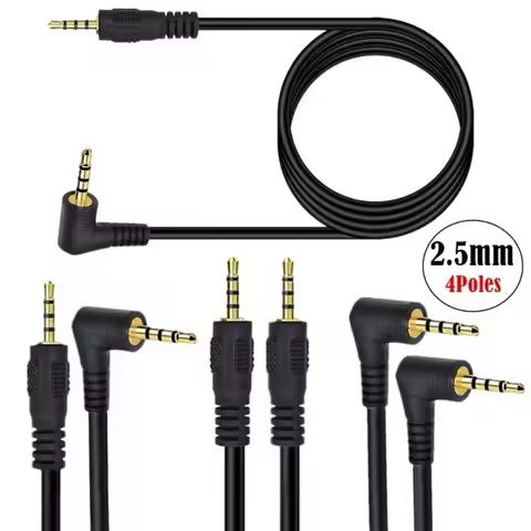 90 Degree 4 Poles 2.5mm Cable Male 2.5mm To 2.5mm Jack Male Audio Stereo Headphone Cable 2.5 mm Audi