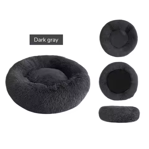 Pet Dog Bed Long Plush Donut Round Dog Kennel Comfortable Fluffy Cushion Mat Winter Warm For Dog Cat