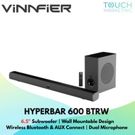 Vinnfier Hyperbar 600 BTRW with Wall-Mountable Design and Dual Microphone Input