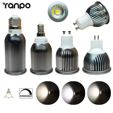 Dimmable COB 30 degree Lens Lamp Cup 18W 15W 9W 12W GU10 GU5.3 E27 E14 LED Light Bulb AC 110V 220V H