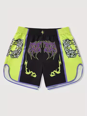 Men's Shorts ，Green & Black Graphic Print Casual Athletic Shorts - Loose Fit,for Gym, Workouts & Str