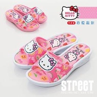 【街頭巷口 Street】Hello Kitty 凱蒂貓 可愛大頭KT 水果風 休閒童拖鞋 KT816843F 粉色