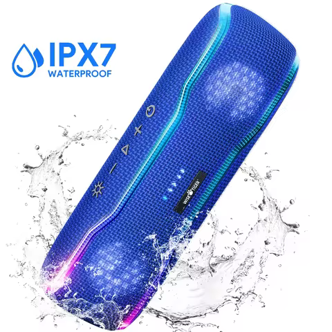 WISETIGER F10C Blue Truly IPX7 Waterproof HD Wireless Stereo Sound EQ Pulsing Light Show Up to 24 Ho