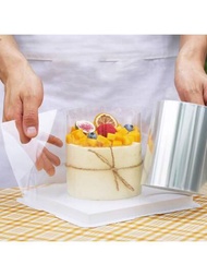 1卷透明慕斯蛋糕翻領,硬塑料蛋糕邊框裝飾適用於生日蛋糕