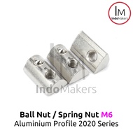 Ball Nut / Spring Nut sliding M6 Aluminium Profile 2020 Series
