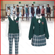 PDF2 All of Us Are Dead Cosplay Costume Zombie Boys and Girls School Uniform T-shirt Skirt Set Hallo