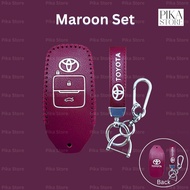 Toyota Vios 2023 - 2025 Key Cover Pink Leather PU Vios 2023 Accessories Keyless Remote Case Keychain