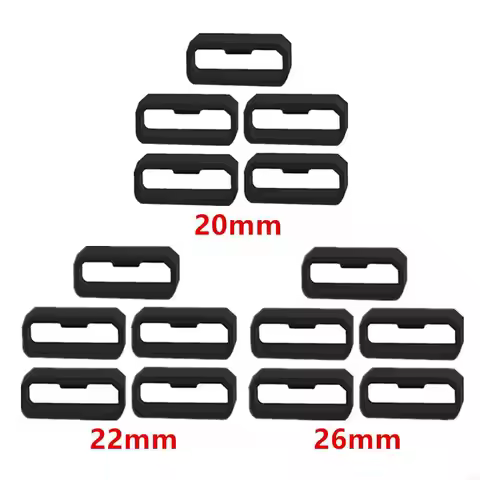 5Pcs 20/22/26mm Rubber Watchbands Black Strap Loop Ring Silicone Watch Bands Accessories Holder For 
