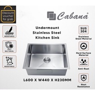 Cabana Single Bowl Undermount 304 Stainless Steel Home Living Kitchen Sink Dapur Sinki Ready Stock -