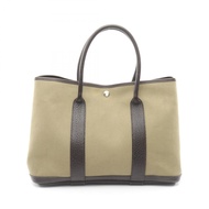 【二手】愛馬仕 Garden Party PM 手提包，卡其/ブラウン帆布皮革，女士，二手