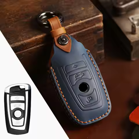 2 3 Buttons Leather Car Key Case Cover Set for BMW 520 F10 F30 F18 118i 320i 1 3 5 7 Series X3 F25 X