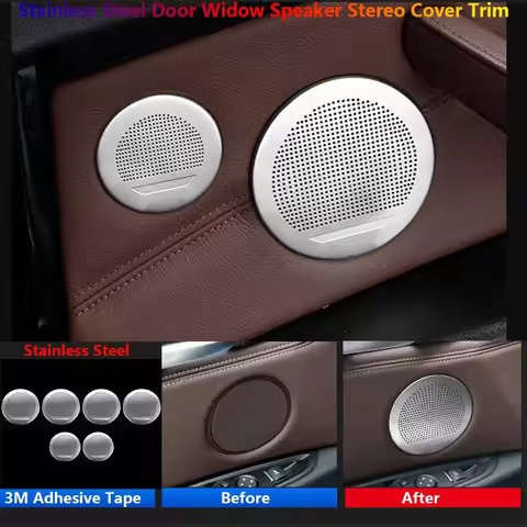 6Pcs Stainless Steel Car Door Speaker Stereo Cover Trim For BMW X5 X6 X3 X4 5GT E70 E71 F25 F26 F07
